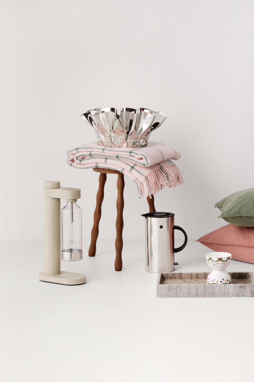 Krøllet vase, sølvfarvet - H17 cm